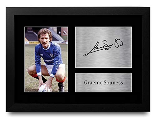 Rangers photo autographe Graeme Souness A4 encadré pour déco salon foot