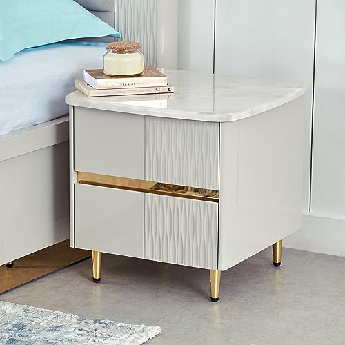 Image of Home Centre | Vegas | Engineered Wood | Bed Side Tables | Grey | 1 Year Warranty