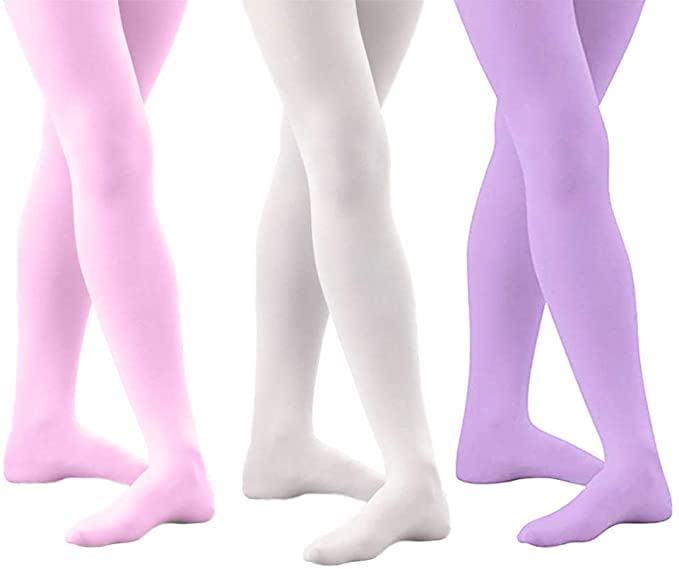 Pack of 3 Toddler Girls Ballet Dance Tights Little Kids Ultra Soft Microfiber Footed Velvet Stockings Pantyhose