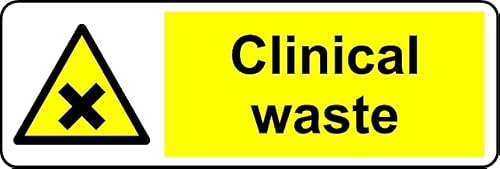 Clinical Waste Safety Sign (L) - 1mm Plastic Sign (450mm x 150mm)