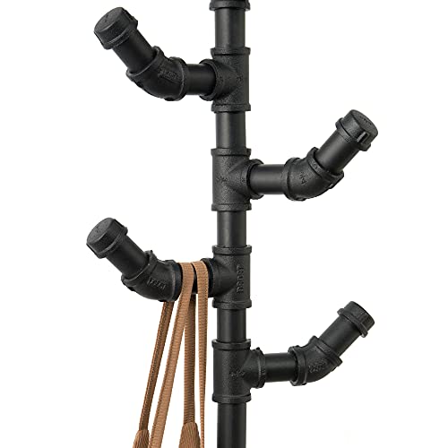 Merjulan 67-Inch Industrial Black Metal Pipe 6-Hook Coat Stand #TOP2