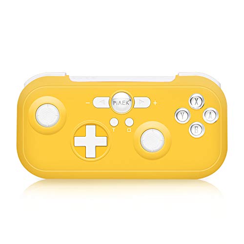 PiAEK Manette Switch 6-Axis Sensor Double Shock Wireless Bluetooth Pro Manette Switch sans Fil pour Nintendo Switch Compatible avec Switch, Switch Lite, PS3, Steam (Jaune) Cover