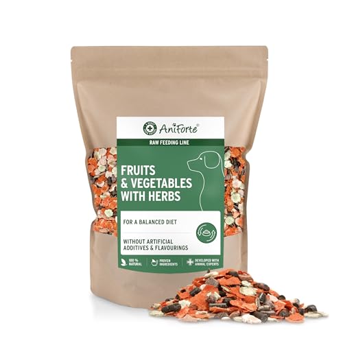 AniForte Barf Dog Food Mix, Fruit & Vegetables with herbs 1 kg for Dogs, Natural Raw Diet Food Supplement, Gluten and Grain Free without Artificial Additives