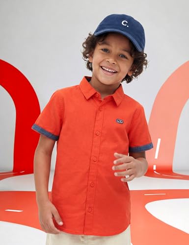 Image of Amazon Brand - Symbol Boys 100% Cotton Solid Casual Shirt | Half Sleeves | Regular Fit | Age 2-14 Years