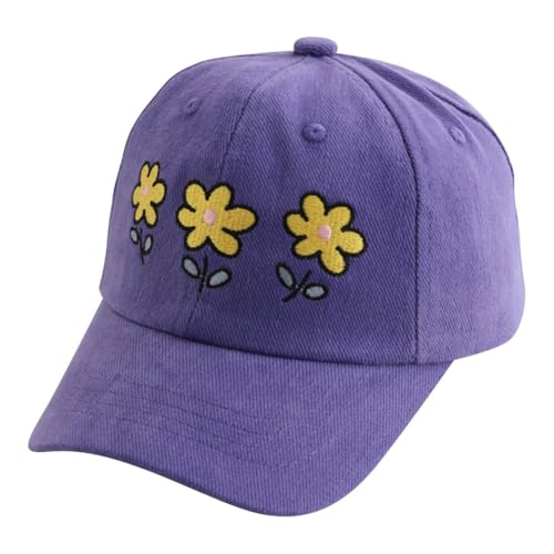 Baseball Hat for Toddler Girls Ages 2-8, Cute Embroidered Adjustable Vintage Washed Kids Baseball Cap