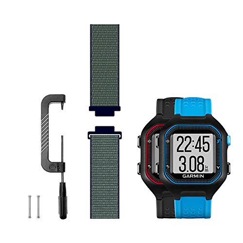 Leiou Woven Nylon Strap Compatible with Garmin Forerunner 25 Band Replacement Sport Mesh Watchband, Works with Large Version Watch, Midnight Fog