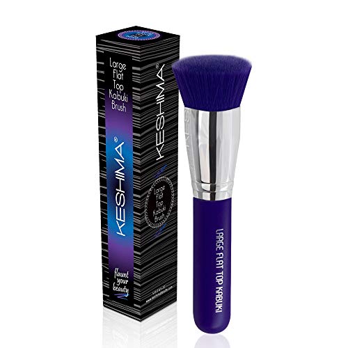Large Flat Top Kabuki Foundation Brush By Keshima - Neon Purple Buffing, Blending, And Face Brush, Premium Makeup Brush For Liquid, Cream, And Powder, 1.6" Top Diameter #TOP24
