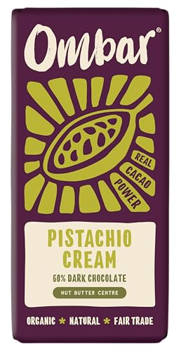 Vegan Chocolate Bar - Ombar Centres Pistachio - Organic Fair Trade Chocolate - Dairy And Gluten Free - Raw Cacao - 70G - Single Bar