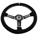 Volante concavo da 14 pollici Volante sportivo da corsa in pelle e pelle scamosciata compatibile con modelli di auto universali(Suede)
