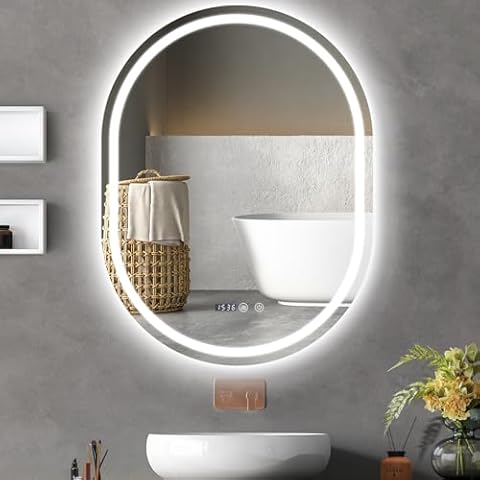 ARTETHYS Oval LED Bathroom Mirror with Touch Control Cover