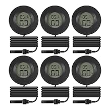 6 Pack Mini Hygrometer Thermometer Meter Digital LCD Monitor Indoor Room Round Humidity Temperature Gauge with Probe for Humidors Home Greenhouse Babyroom Reptile Incubator Monitor