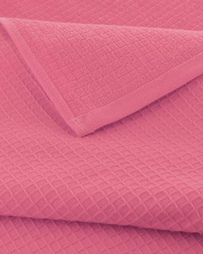 Image of Casa Copenhagen, Egyptian Cotton - Waffle Terry Towel 4 Piece 100% Cotton Large Bath Towel Set - Dusty Pink