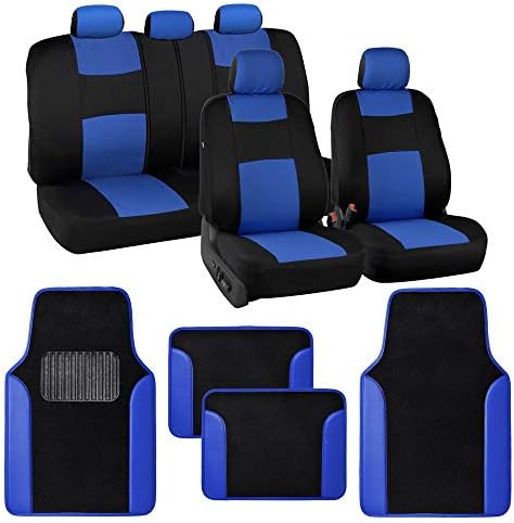 BDK PolyPro Blue Car Seat Covers Full Set with 4-Piece Car Floor ...