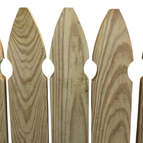 Pickets Wood Treated - 1" x 4" x 4' - French Gothic Tops - 6 Pack
