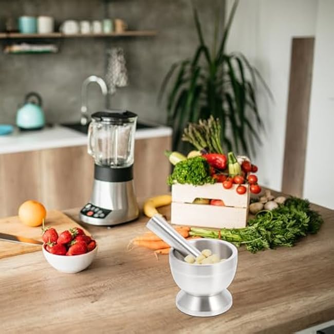 Stainless Steel Garlic Mashing Tool Ergonomic Pestle for Grinding Garlic Spices and Food Multi-use Kitchen Gadget for Cooking and Seasoning