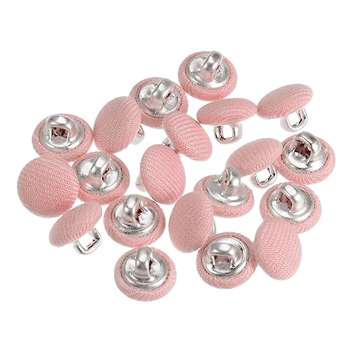 sourcing map Botón Cubierto de Tela de 16L 20uds, Botones de Costura de 10mm con Vástago Metálico Redondo para Trajes Vestido Blusas, Rosa