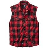 Brandit Checkshirt Sleeveless, red-Black, L