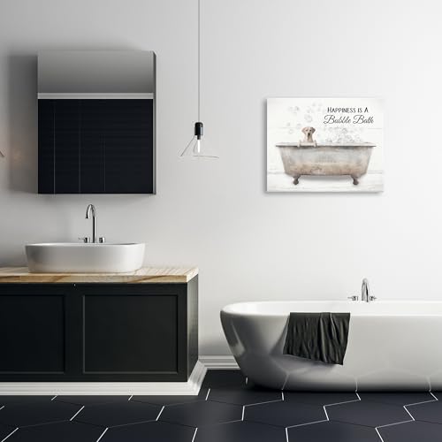 Image of Bubble Bath Dog Vintage Bath, 24 x 30 Inch Canvas Wall Art