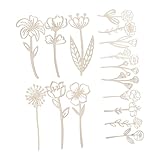 AUTSUPPL 16stücke Wanddeko aus Holzblumen für Rustikale Heimdekoration Lasergeschnittene Wildblumenstängel und Blumenausschnitte Diy-blumen-ausschnittschilder für Tischdekorationen