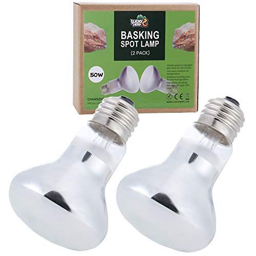 LUCKY HERP Paquete de 2 focos de calor de reptiles de 50 W, lámpara de calor para reptiles, anfibios, pollitos, uso de calefacción para perros Cover