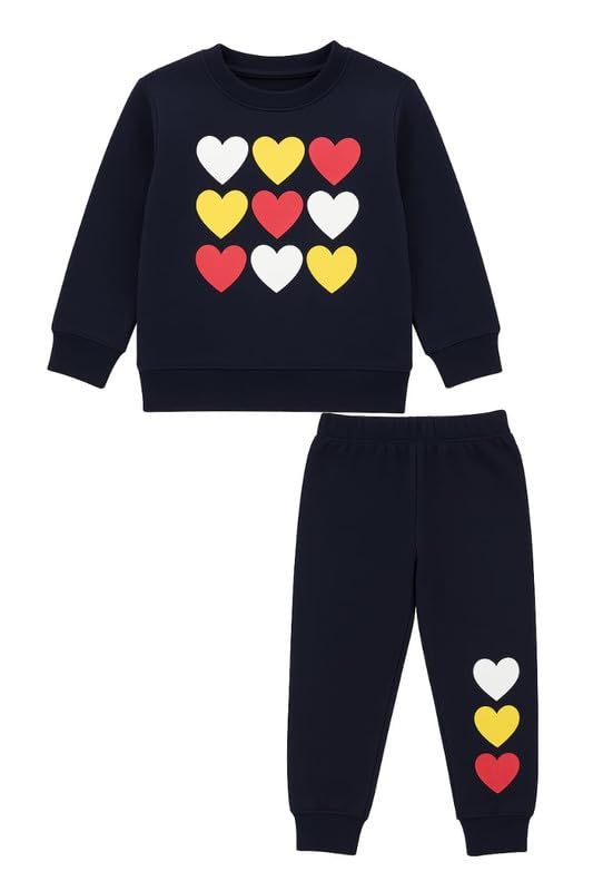 Image of Kids Cartoon Print Sweatshirt and Joggers Set | 2-Piece Winter Outfit for Boys & Girls | Soft, Warm & Comfortable Tracksuit | Perfect Winter Wear (Size) Colour