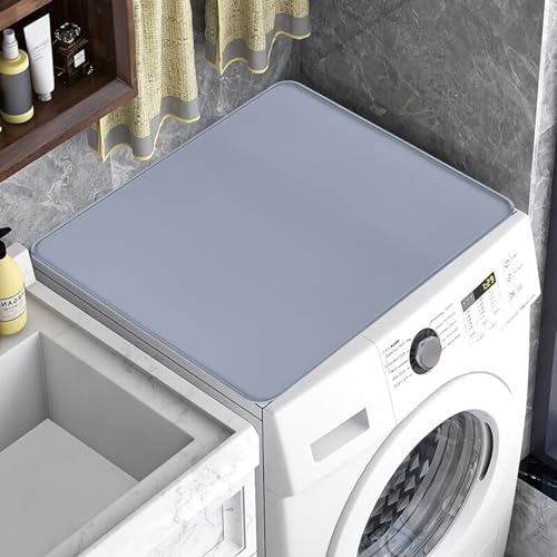 AUMAYCO Washer or Dryer Top Mat, Silicone Non-slip Washer Dust Mat, 23.6 "x 23.6" Gray Washer Dryer Anti-wear Top Matr for Laundry Room Home Craft Feeding Mat
