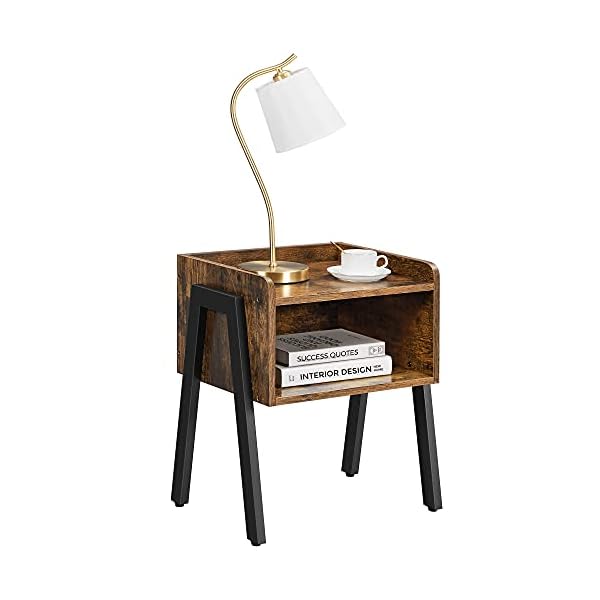 VASAGLE Side Table, Nightstand, Stackable End Table with Open Storage Compartment, Retro Rustic Chic, Industrial Accent Furniture with Steel Legs, Rustic Brown and Black LET54X - Image 10
