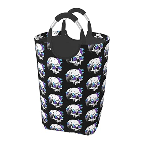 どくろと結晶 ランドリーバスケット ランドリーかご 洗濯ボックス 収納ボックス 収納バッグ 袋 おしゃれなインテリア雑貨 防水取っ手付き 折りたたみ 大容量 幅32×高さ58(cm)