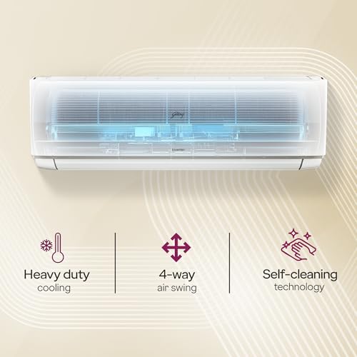 Image of Godrej 1.5 Ton 3 Star, Wi-Fi, 5 Year Comprehensive Warranty, 5-In-1 Convertible Cooling Inverter Split AC (Copper, Model, Heavy Duty Cooling at 52 C, AC 1.5T EI 18A3T PYA IVBL IOT, White)