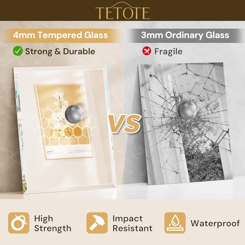 Image of TETOTE 40 inch x 30 inch Bathroom Vanity Mirror Beveled Frameless Rectangle Tempered Wall Mirror for Vanity, Bathroom, Horizontal /Vertical