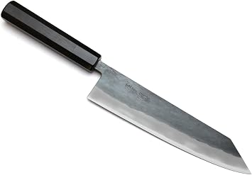 Yoshihiro Kurouchi أسود مزور عالي الكربون أزرق فولاذي مقاوم للصدأ Clad Kiritsuke ياباني سكين متعدد الأغراض Ebony Handle 8.25 "210mm & No Saya