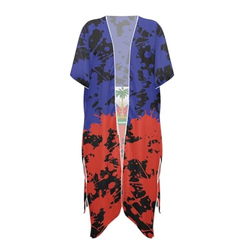 Cardigan de plage transparent fluide avec manches chauve-souris respirantes