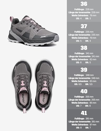 RevolutionRace Daytrek Walking Shoes für Damen, Leichte und Atmungsaktive Wanderschuhe, Black/Grey, 37