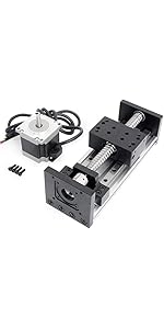 RATTMMOTOR Linearführung,100mm Verfahrweg Länge Linear Schienenführung CNC Linearantrieb Tisch Linearführung SFU1605 Kugelumlaufspindel mit NEMA23 Schrittmotor
