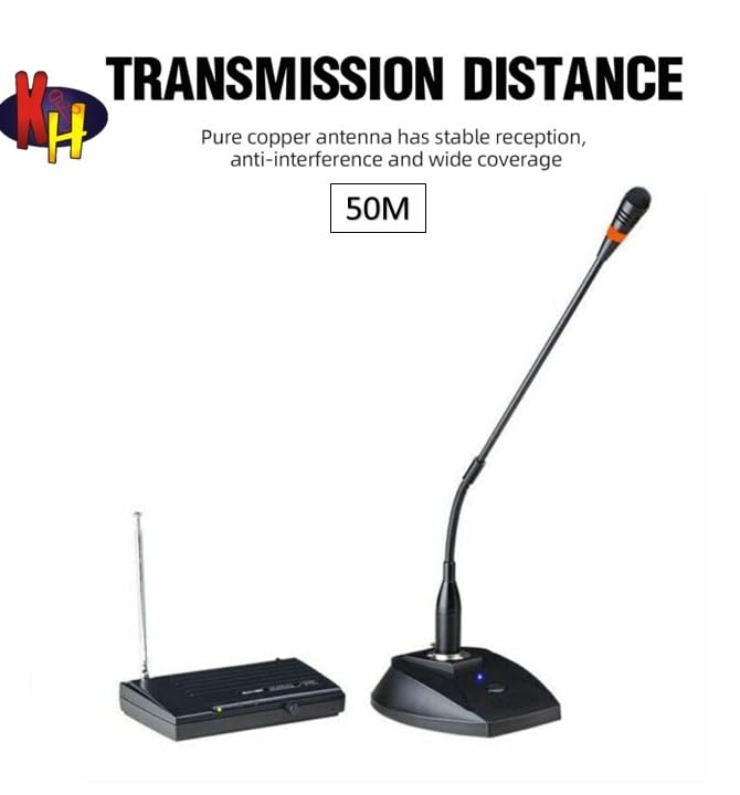 Image of kh Professional VHF Wireless Conference Microphone System, Gooseneck Design with Base Station, Audio for Meetings and Seminars