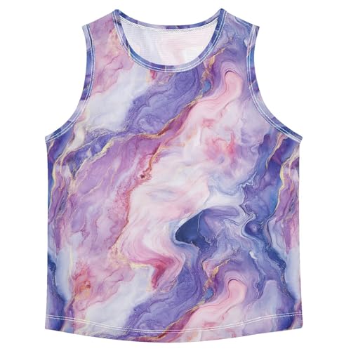 Boys Tank Top Shirts Colorful Marble Sleeveless T-Shirts Crew Neck for Kids Clothing Children