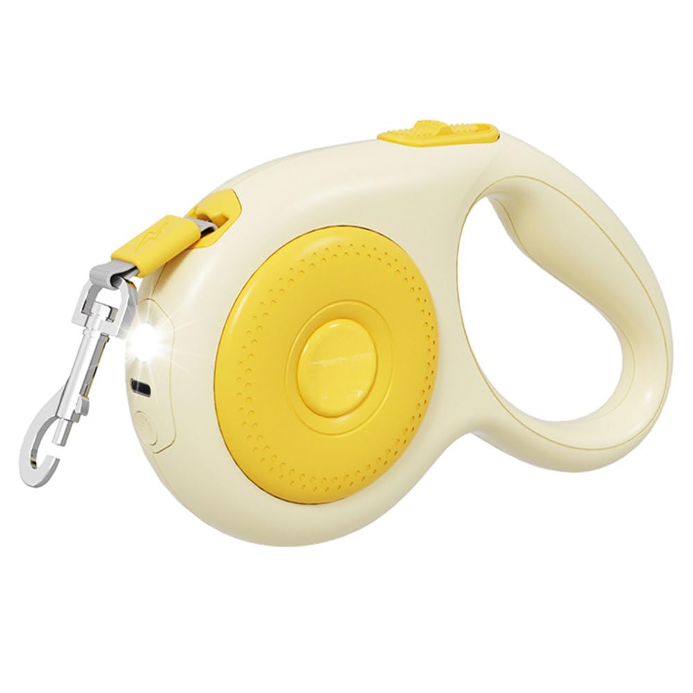Einziehbare Hundeleine, 5m, Robuste Hundeleine aus Nylon mit LED-Licht, 360° Verwicklungssicher, Ausziehbare Haustier Leine für Kleine und Mittelgroße Hunde Bis zu 50kg