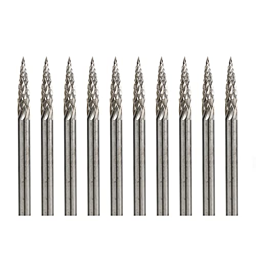 10pcs 3mm Shank Double Cut Rotary Burrs F3 Type Carbide Rotary File for Rotary Tools