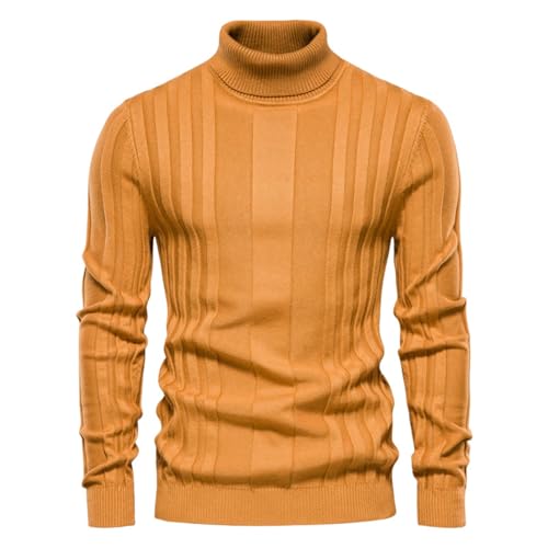 Pull à col montant homme décontracté en maille unie pour l'automne