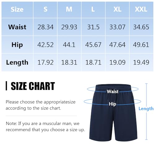 Cimic 5 Pack Men's Sports Shorts Gym Exercise Running Shorts Mens Quick Dry Training Short with Zip Pocket for Workout Sport Tennis Basketball Breathable Short(D3010-Black Grey Green Navy Red-L) - Image 6