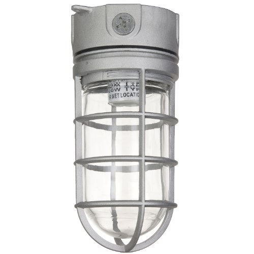 Sunlite VT100 5.5-Inch 100 Watt Vapor Proof Vandal Proof Outdoor Fixture, Metallic Finish Clear Glass by Sunlite
