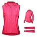 Produktbild Pateacd Fahrradweste Damen Sommer Winddicht Atmungsaktiv UV-Schutz 2 in 1 Fahrradjacke mit Abnehmbaren Ärmeln Ärmeln Leicht Fahrrad Regenjacke Frauen Windstopper,Rosa,M