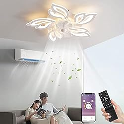Lamparas Ventilador Colgantes MiiR Ventilador de techo LED silencioso con luz, 60W Lámpara colgante regulable Ventilador de techo con velocidad de ventilador ajustable con control remoto para dormitorio Sala de estar