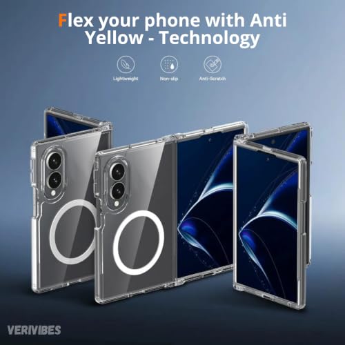 Image of Ultra Hybrid Clear Case Compatible with Samsung Galaxy Z Fold 8 Wide | Magnetic Wireless Charging 360 Hinge Protection | Anti Yellow Shockproof Drop Protection Cover - Transparent