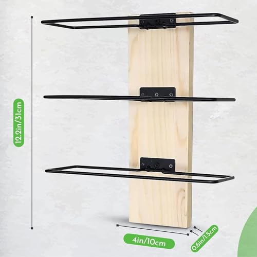 IEUDNS Rack de vinho para montagem na parede contém 3 garrafas de vinho, prateleira de exposição par