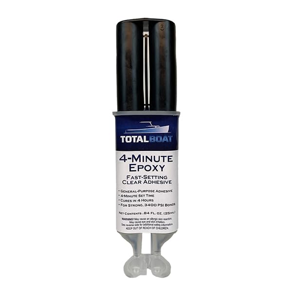 TotalBoat 4-Minute Epoxy Glue, Clear 2 Part Epoxy Adhesive Syringe for Bonding and Repairing Wood, Metal, Glass, Plastics, and Ceramics