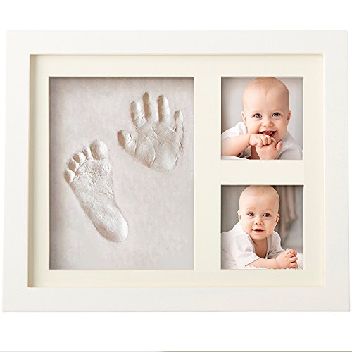 Veahma Baby Quality Clay Imprint Kit! White Wood Picture Frame|(Ivory) Mat|Non-Toxic Clay|Hand/Foot Print Kit|Neat Baby Shower Gift for New Born Baby, Boy, Girl, Pet, Parents! Newest NO Mold Version!