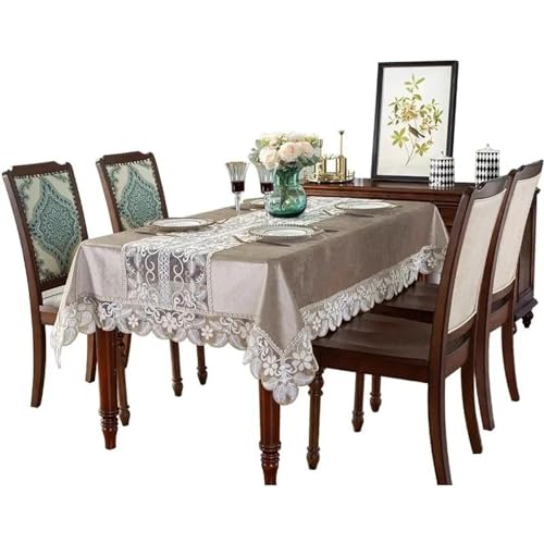 Nappe rectangulaire anti-poussière en velours épais pour protéger et décorer la table à manger - 2