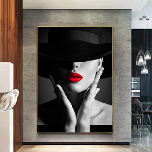 Peinture Toile Lèvres Rouges Sexy Décoration Murale Maison Moderne 40x60 cm