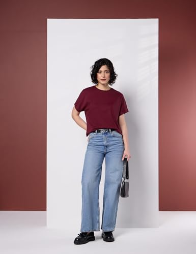 Image of Symbol Premium Women's Oversized Cotton Cropped T-Shirt (Stylish | Super Soft | Round Neck | Solid) (Available in Plus Sizes)